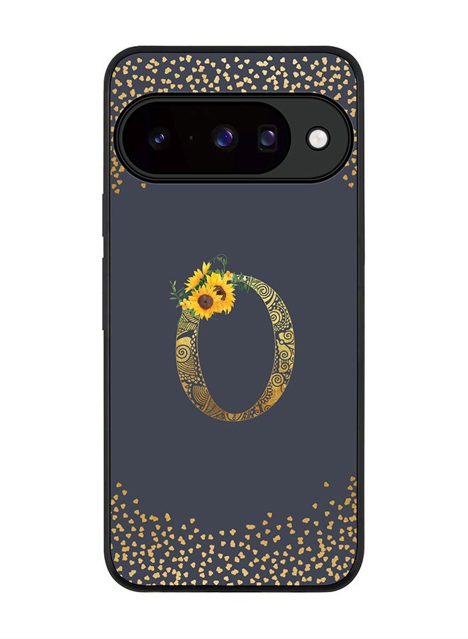 For Google Pixel 10 Case,Slim fit Camera Protection, Shockproof Thin Phone cover  - Custom Floral Monogram - O  (Grey )